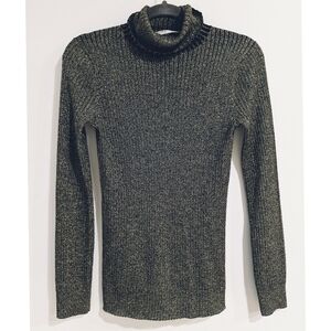 NEW Trina Turk Metallic Sparkle Ribbed Turtleneck